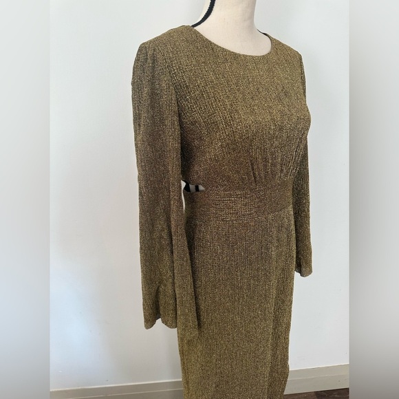 Designer Lenna Dress Gold  Metallic Cut-out Maxi M/L NWOT - Picture 9 of 16